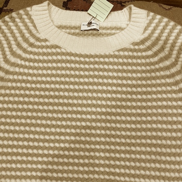 Cashmere Stitch Striped Crew Sweater -Brand New -NEVER WORN -Ivory/Fennel Stripe - Picture 6 of 9